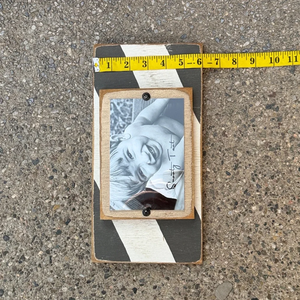 Striped Gray and White Wood Distressed Photo Frame